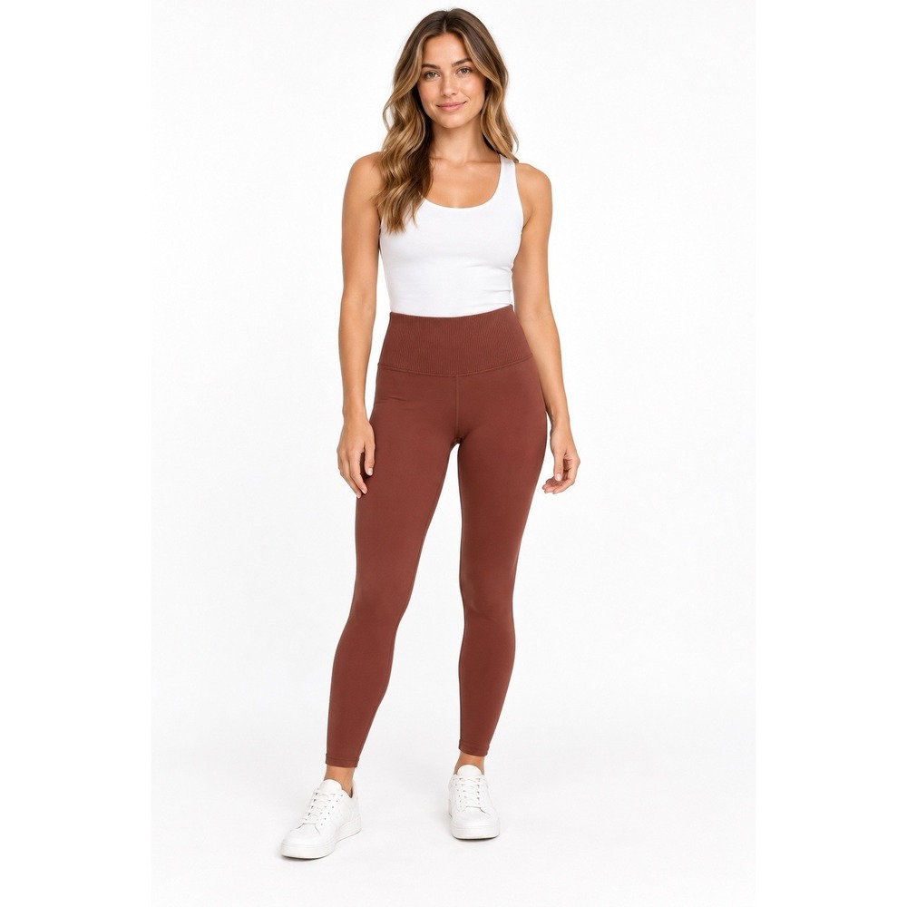 Vuori Rib Studio Leggings Women's S Terracotta High Rise Yoga 26" Inseam
